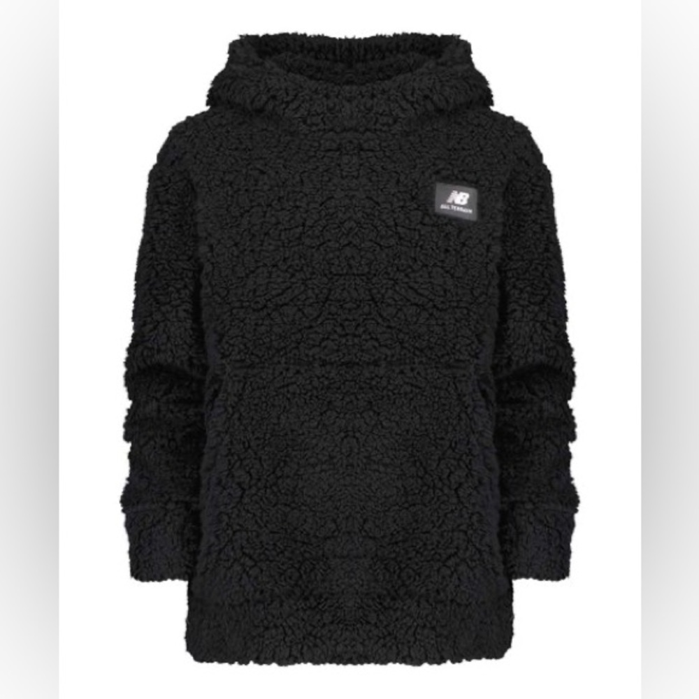 New Balance | Black & White Sherpa Logo Hoodie teddy sweater sweatshirt soft new
